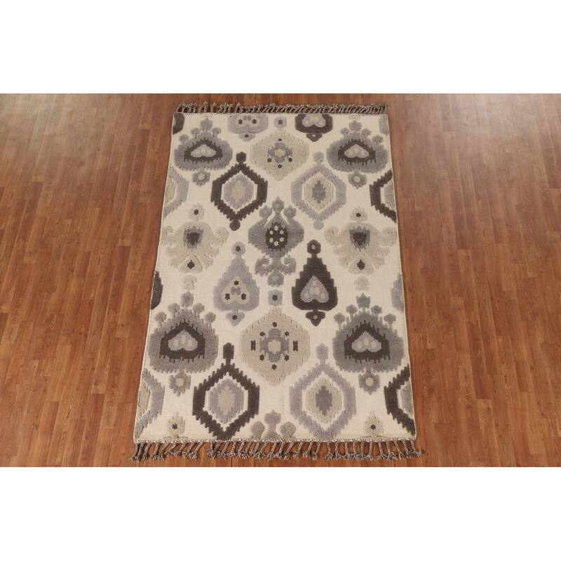 Geometric Moroccan Oriental Area Rug Handmade Wool Carpet - 5'2"x 8'0"