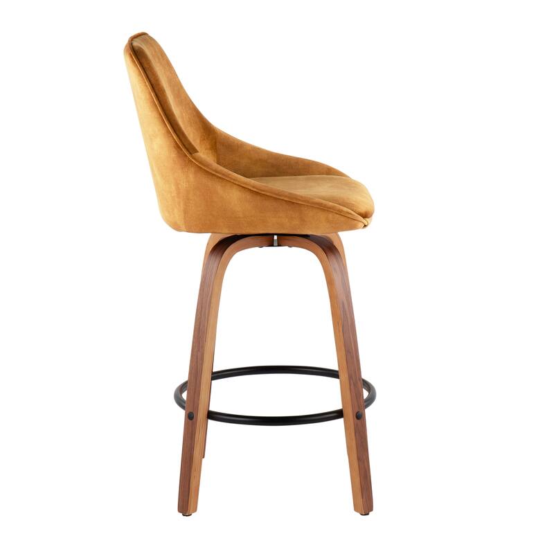 Carson Carrington Alba Velvet Counter Stool with Black Round Footrest (Set of 2)