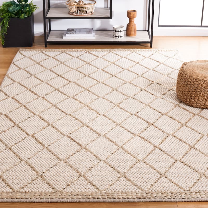 SAFAVIEH Handmade Natura Adorata Trellis Wool Rug - 4' x 6' - Ivory/Natural - Rectangle