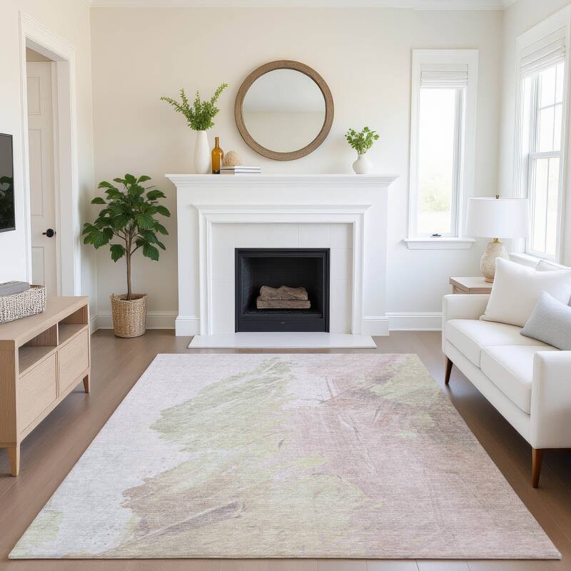 Premium Washable Super Soft Modern Brushstrokes Mayfield Rug - 3' x 5' - Pink