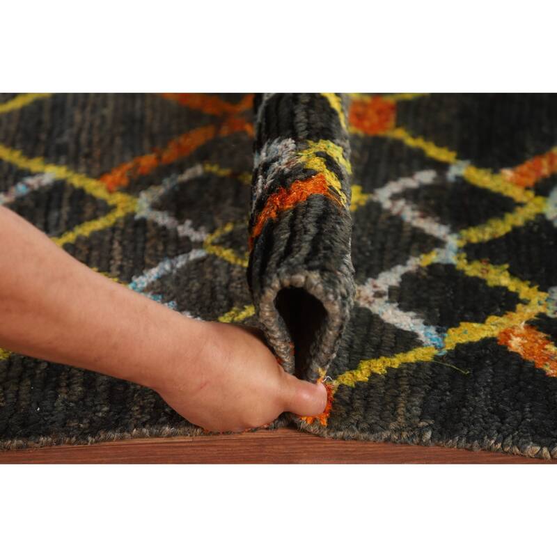 Trellis Moroccan Indian Area Rug Handmade Jute Carpet - 5'7"x 8'8"