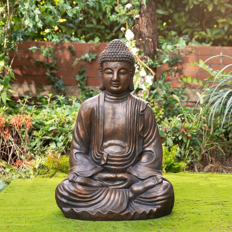 Glitzhome Zen-Style MgO Meditating Garden Buddha Statues Monk Sculpture Indoor Outdoor