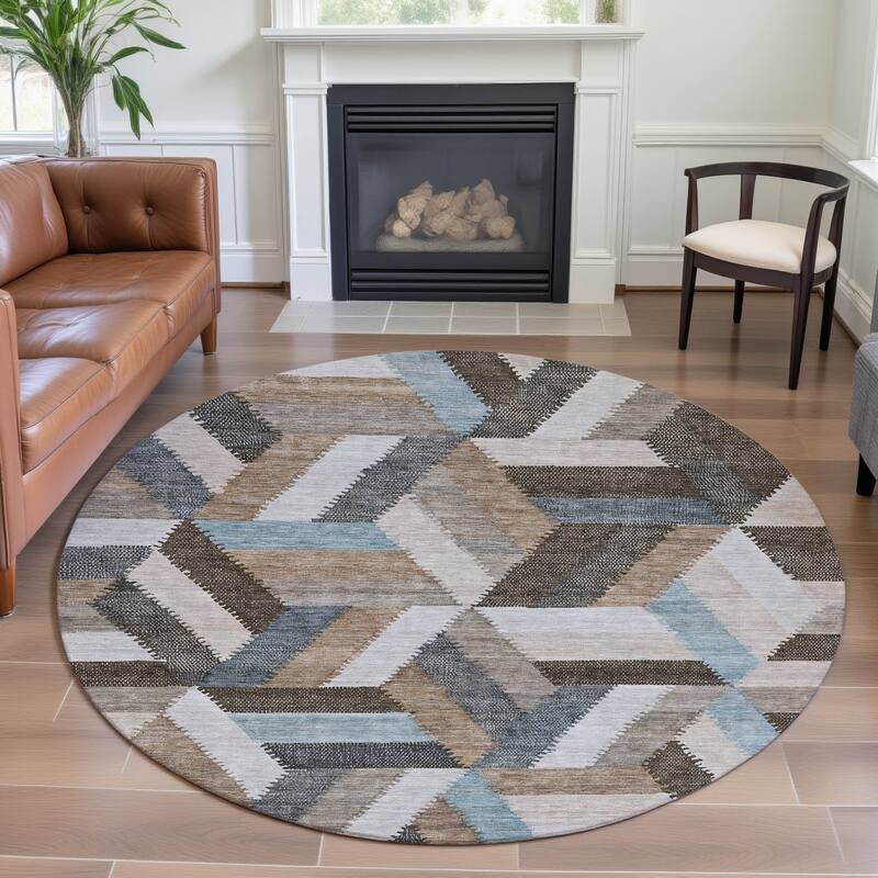 Premium Washable Super Soft Modern Cali Mayfield Rug - Brown - 8' x 8'