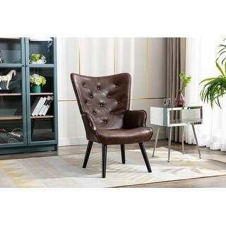 Modern PU Leather Accent Chair with Solid Wood Legs - Bed Bath & Beyond ...