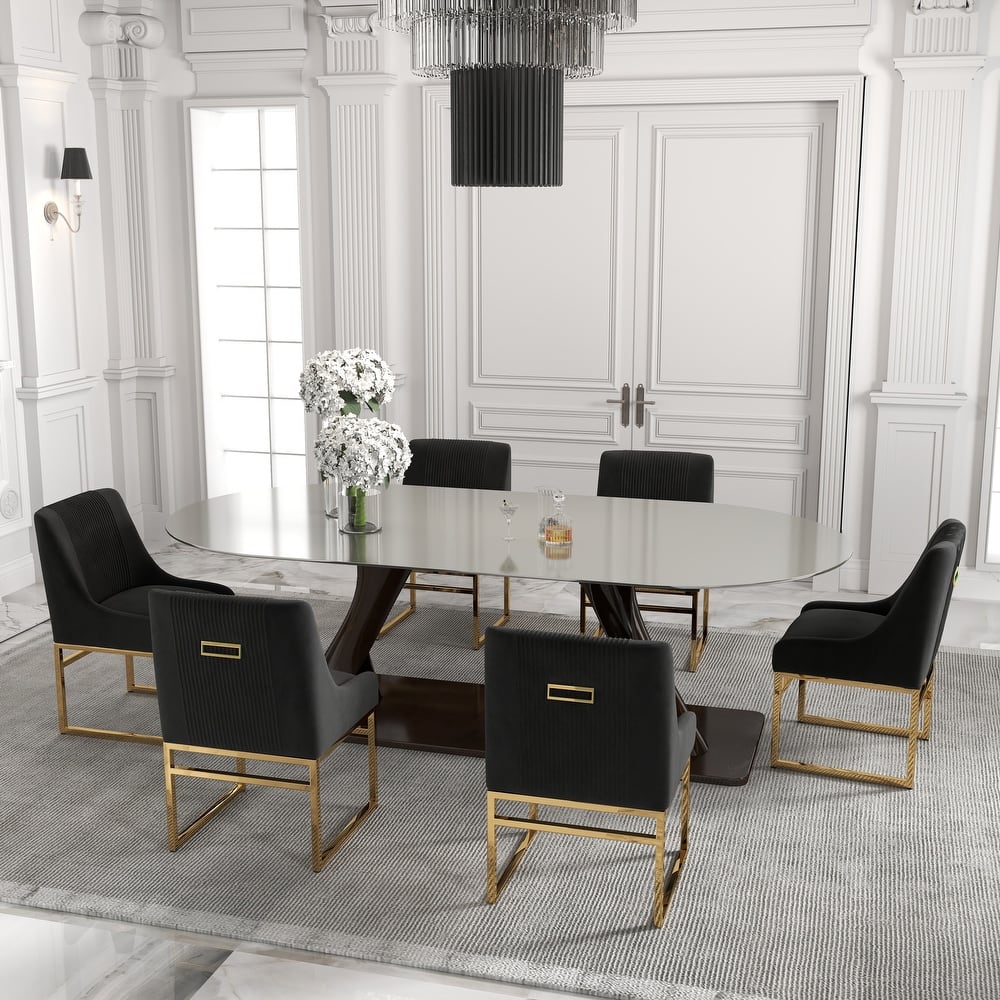 SEYNAR Contempoary Velvet Dining Chair with Metal Frame Legs, set of 6