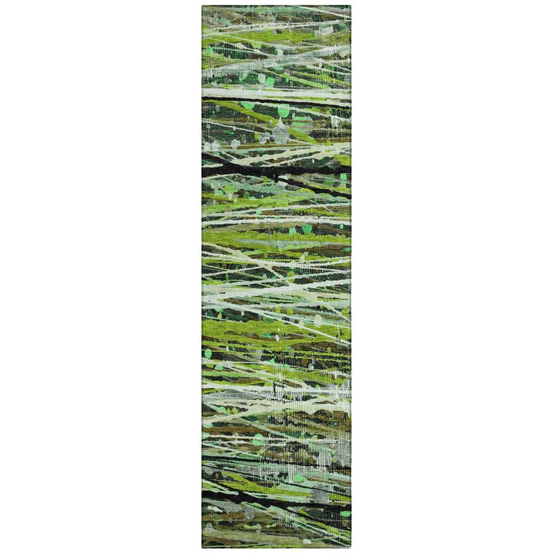 Machine Washable Indoor/Outdoor Abstract Stripes Chantille Rug
