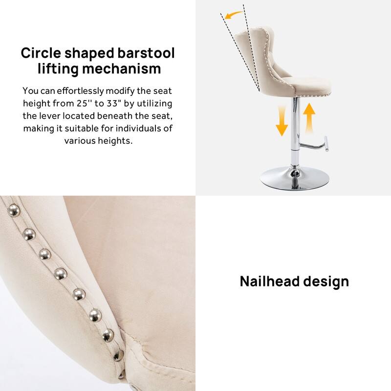 Swivel Foam Barstools Adjusatble Seat Set of 2