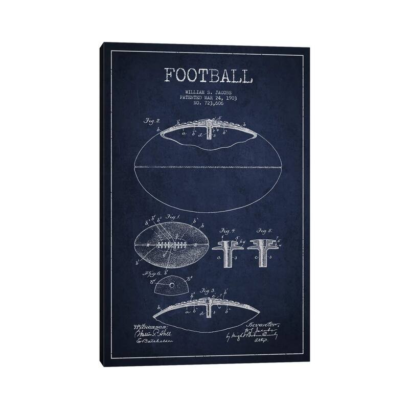 iCanvas "Football All Navy Blue Patent Blueprint" by Aged Pixel Canvas Print