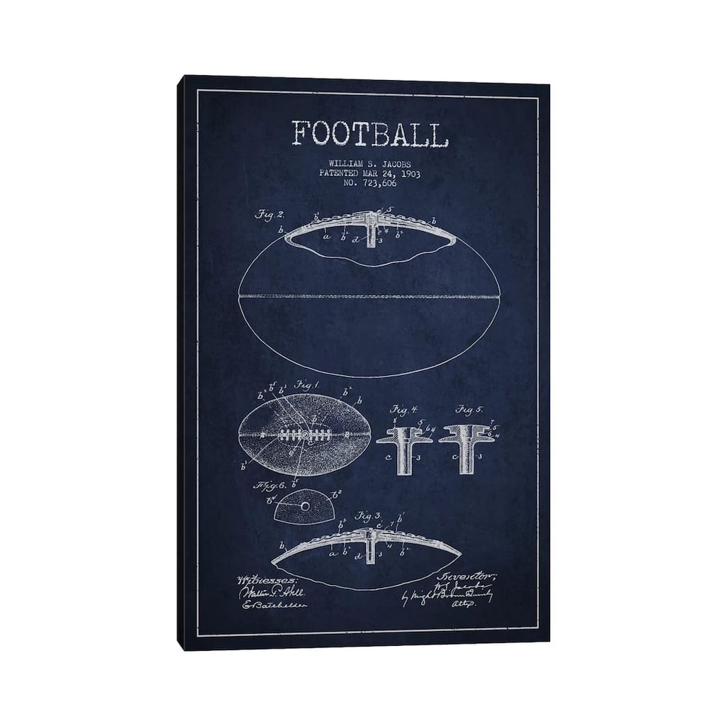 iCanvas "Football All Navy Blue Patent Blueprint" by Aged Pixel Canvas Print