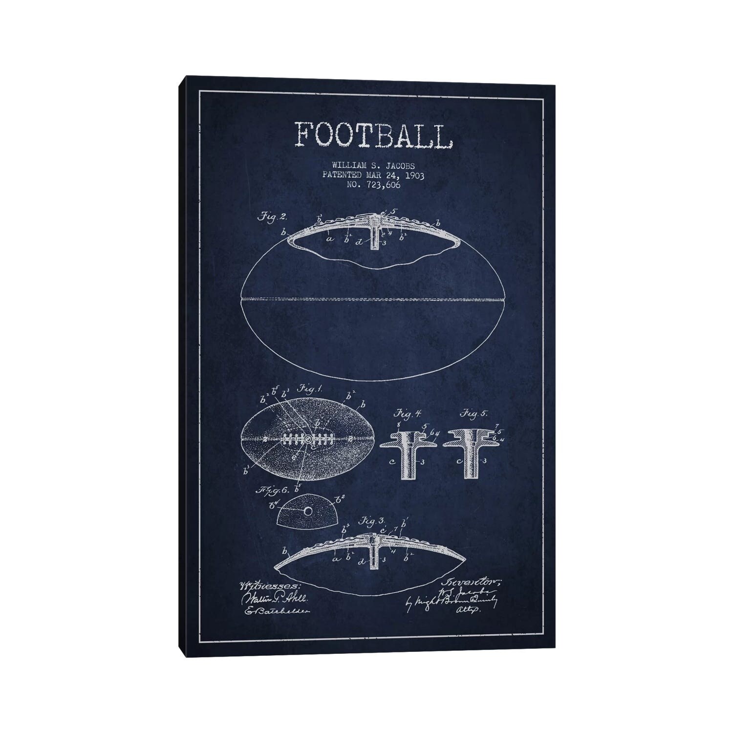 iCanvas "Football All Navy Blue Patent Blueprint" by Aged Pixel Canvas Print