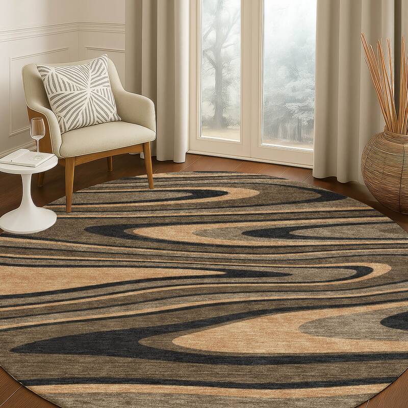 Machine Washable Indoor/ Outdoor Abstract Busey Chantille Rug