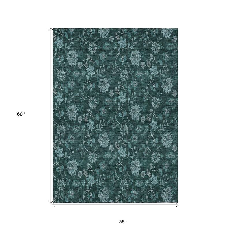 HomeRoots Floral Transitional Rectangle Outdoor Rug
