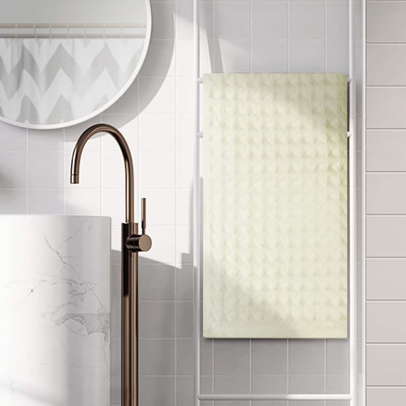 100% Cotton Home Soft Highly Absorbent Hand Towels 14 x 32 Inches, Waffle Weave Towel Sets - White