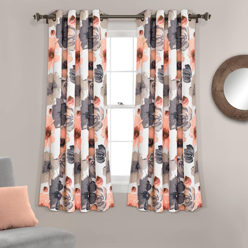 Lush Decor Leah Room Darkening Curtain Panel Pair - 52"W x 63"L - Coral