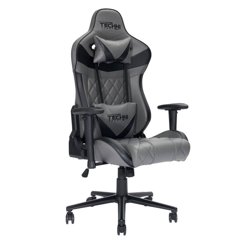 55.25" Gray Black Techni Sports XL Comfortable Gaming Chair