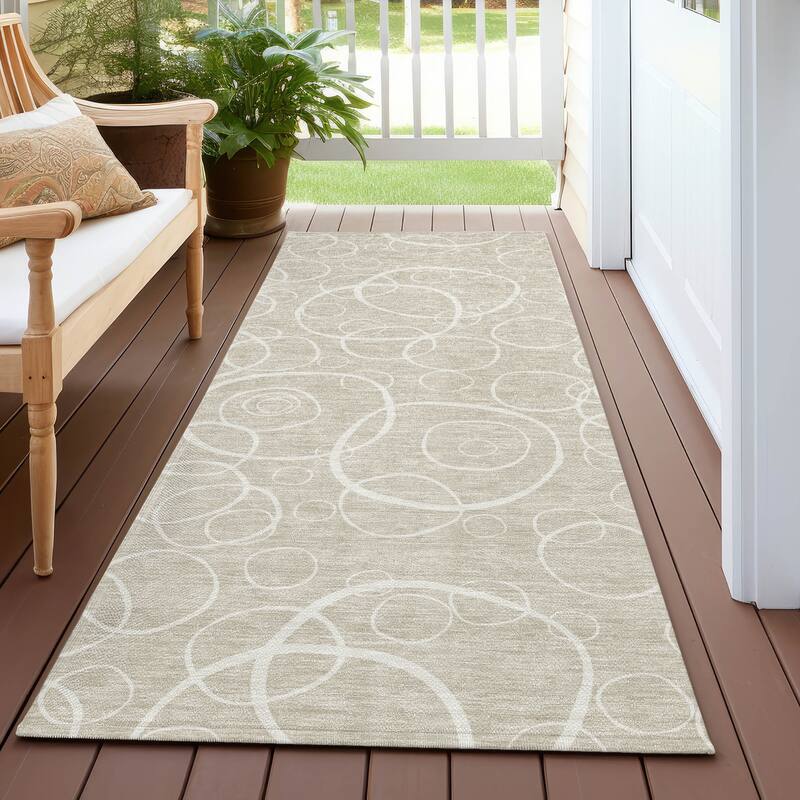 Machine Washable Indoor/ Outdoor Contemporary Nexus Chantille Rug - Beige - 2'3" x 7'6"