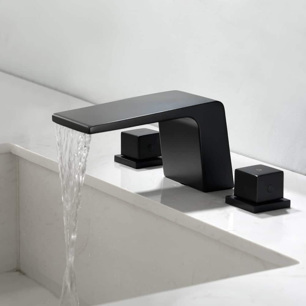 Widespread Bathroom Sink Faucet 3 Holes Waterfall Bathroom Faucet 8 Inch Modern Double Handle Vanity Basin Faucets With Valve