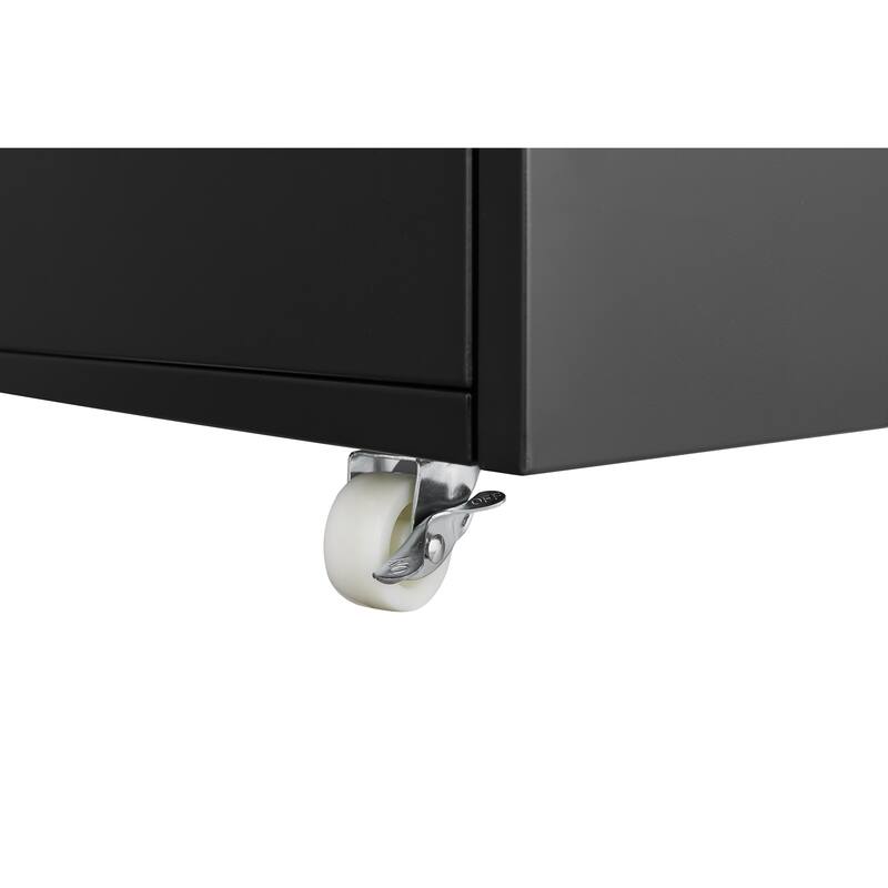Anmytek Modern Rolling Storage Cabinet Mobile with Wheels Matte Black Accent Multi Purpose Organizer