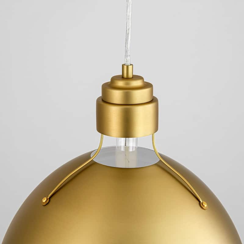 1-Light 14" Modern Brushed Gold Bowl Dome Pendant Light for Kitchen Island - Brushed Gold - 14 in. W x 12.8 in. H