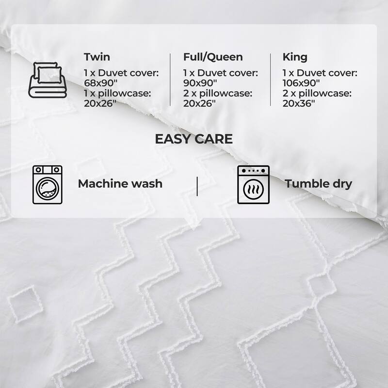 Bohemian Clipped Duvet Cover Set with Zipper Closure