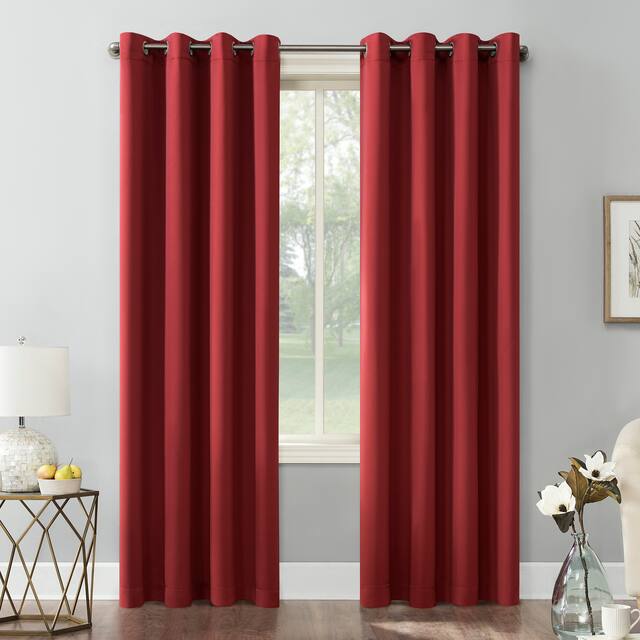 Greenwich Woven Energy-Saving Blackout Panels - 54 x 95 - Red