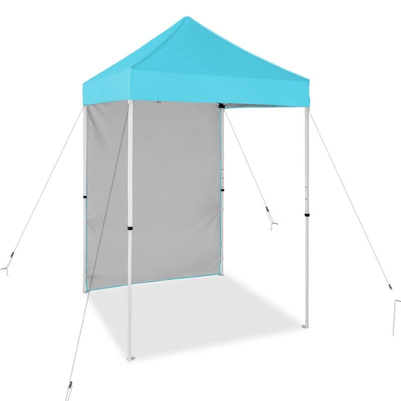 EAGLE PEAK Pop up Canopy 5x5, Outdoor Portable Canopy Tent with One Removable Sunwall, Carry Bag Included - Light Blue