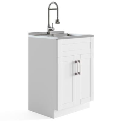 WYNDENHALL Hartland Deluxe Laundry Cabinet with Faucet and Stainless Steel Sink