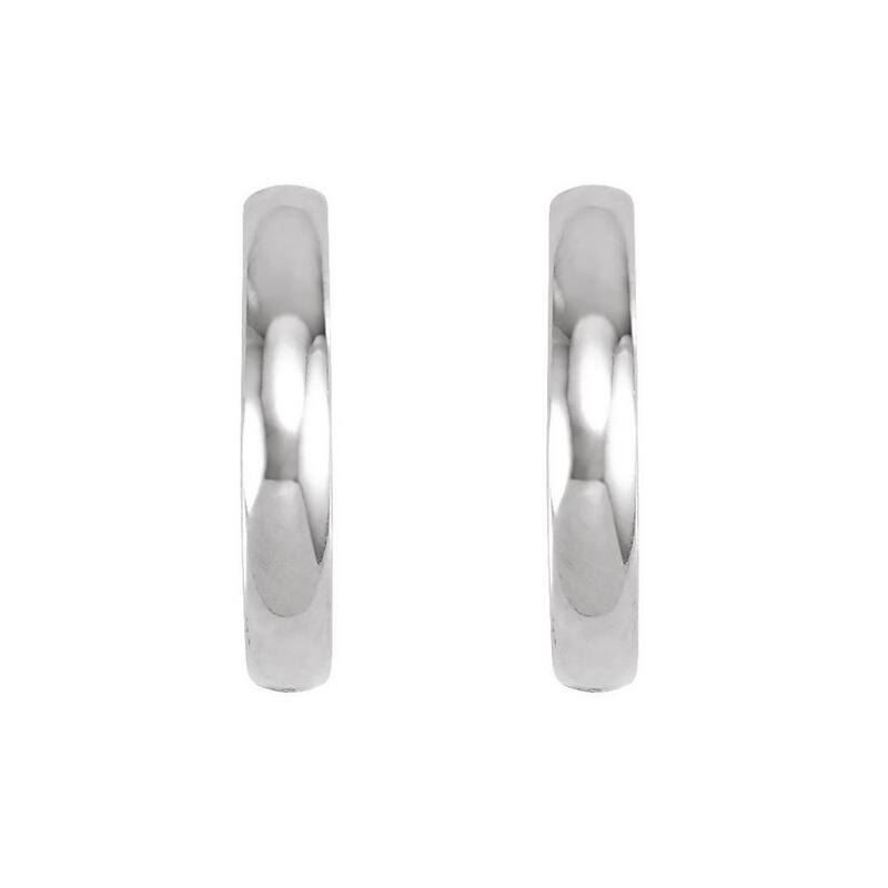 Curata 14k White Gold 17.5mm Polished Hinged Earrings