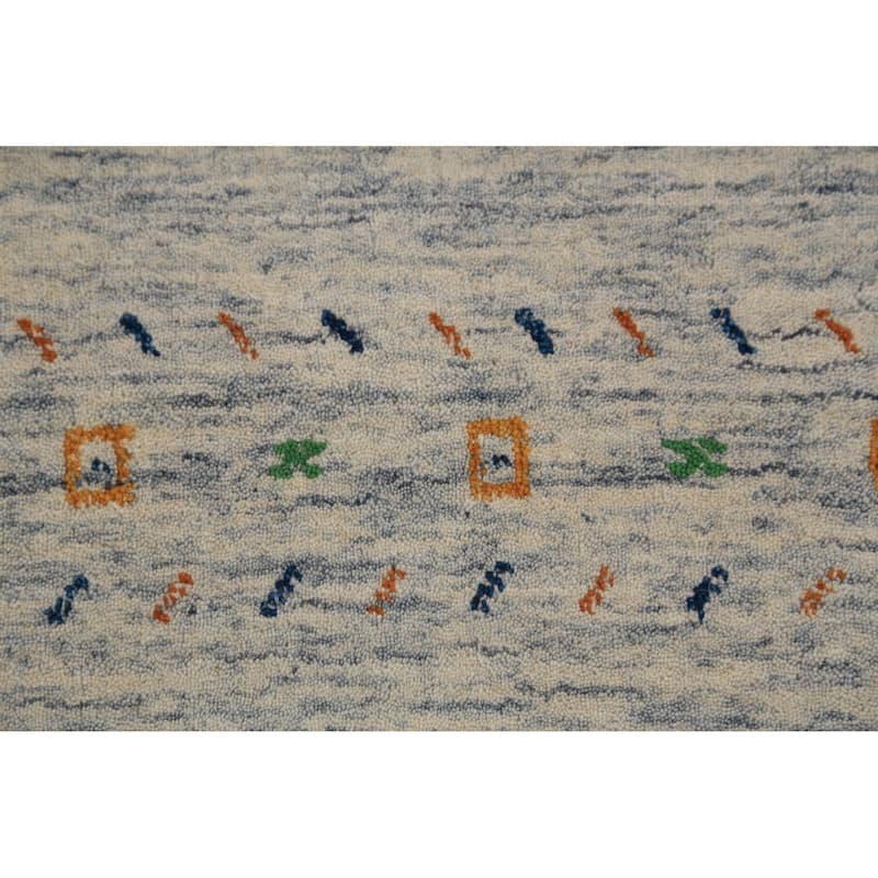 Little Animals Gabbeh Oriental Area Rug Handmade Beige Wool Carpet - 4'0" x 5'10"