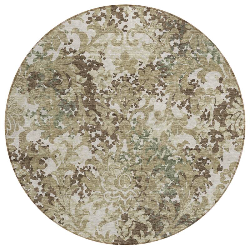 Machine Washable Indoor/ Outdoor Chantille Abstract Damask Rug