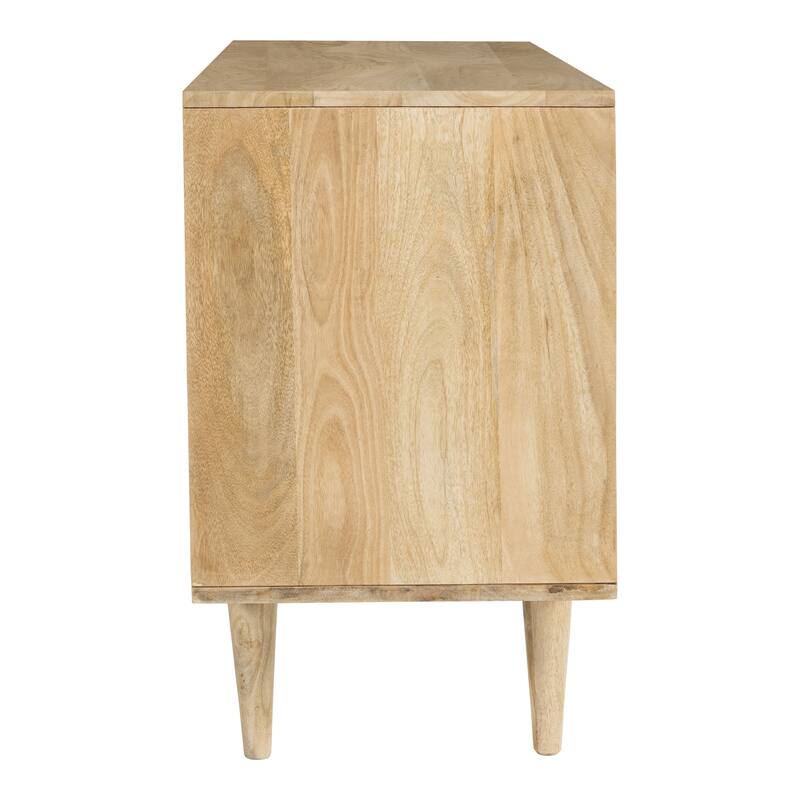 Circle Solid Wood with Natural Woven Cane Two-Door Cabinet