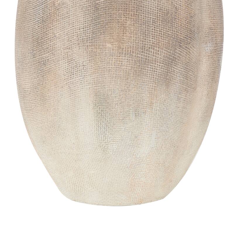 Magnesium Oxide Antique Vase with Checkered Patterns - Cream - Roche River Decor