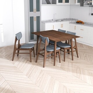 Arnold Modern Solid Wood Walnut Dining Table and 4 Chair Set - Bed Bath ...