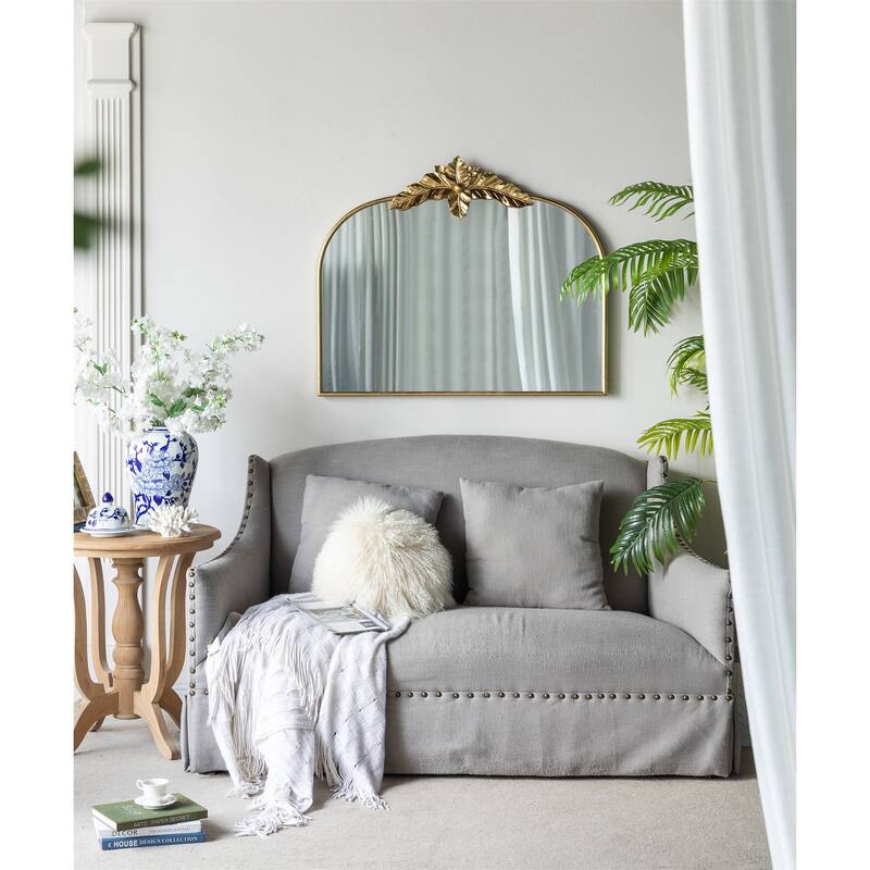 Gold Arched Mirror with Metal Frame