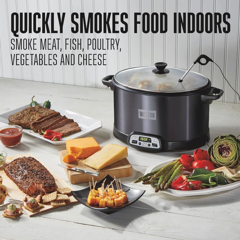 Weston 2-in-1 Indoor Smoker & 6 Quart Slow Cooker with Party Dipper