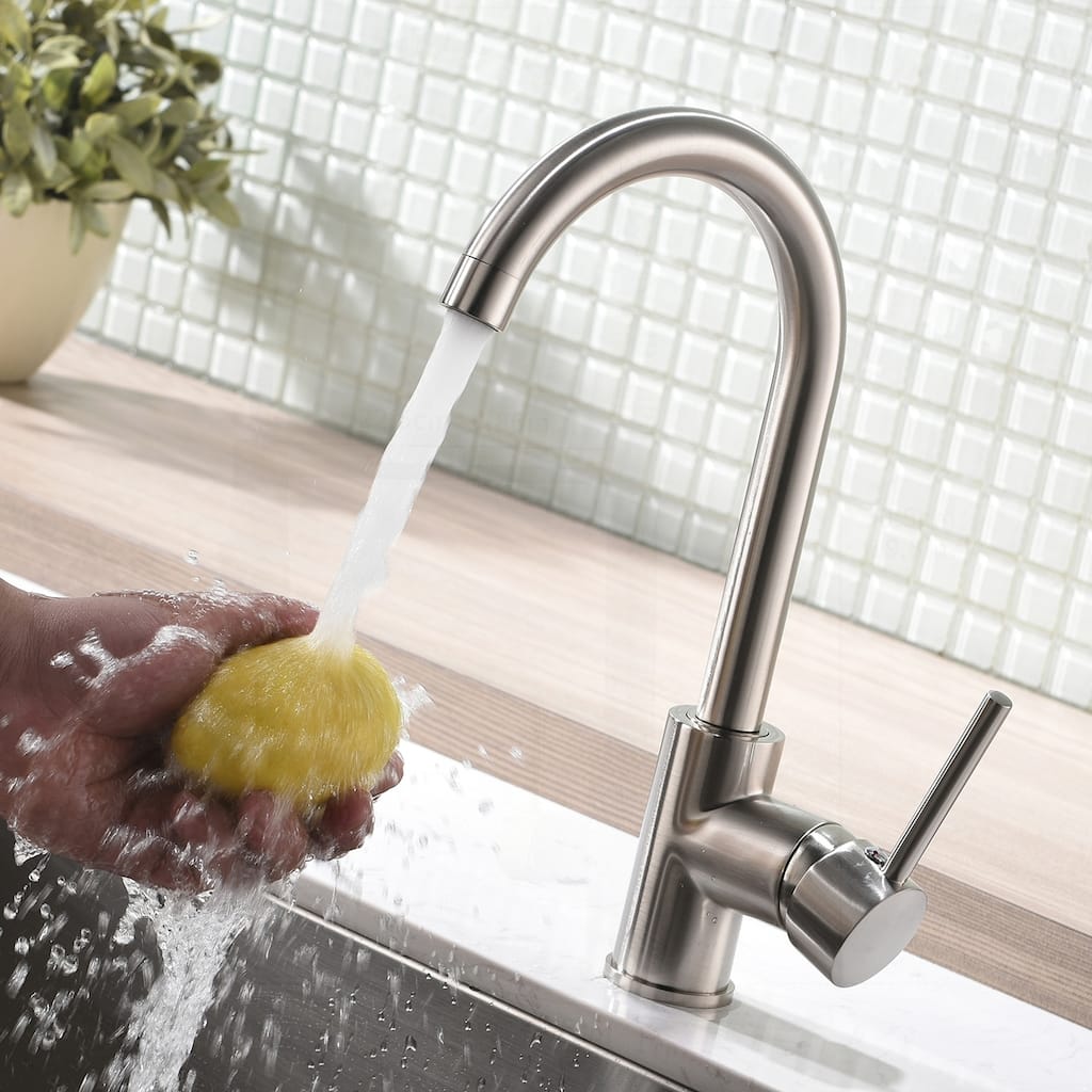 Stainless Steel Single Handle Kitchen Faucet with 360-Degree Rotation