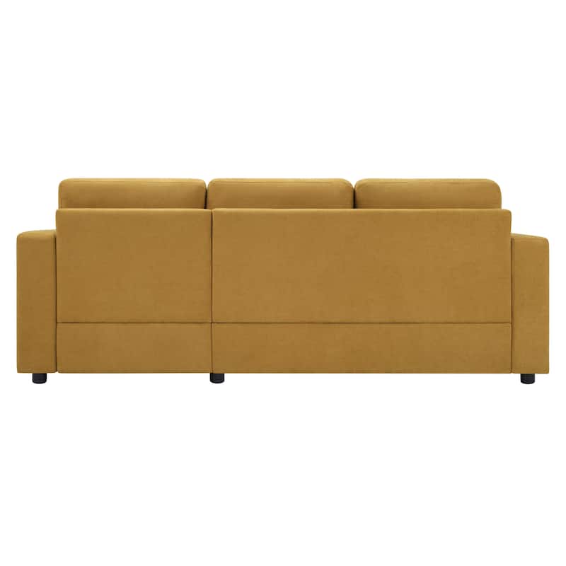 L-Shape Sectional Sofa with Curved Chaise Lounge, Chenille Fabric 3 Seater Sofa with USB Ports & Storage Pockets
