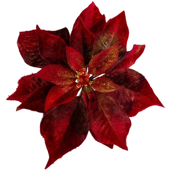 9" Red Artificial Poinsettia Clip-On Christmas Ornament. Opens flyout.