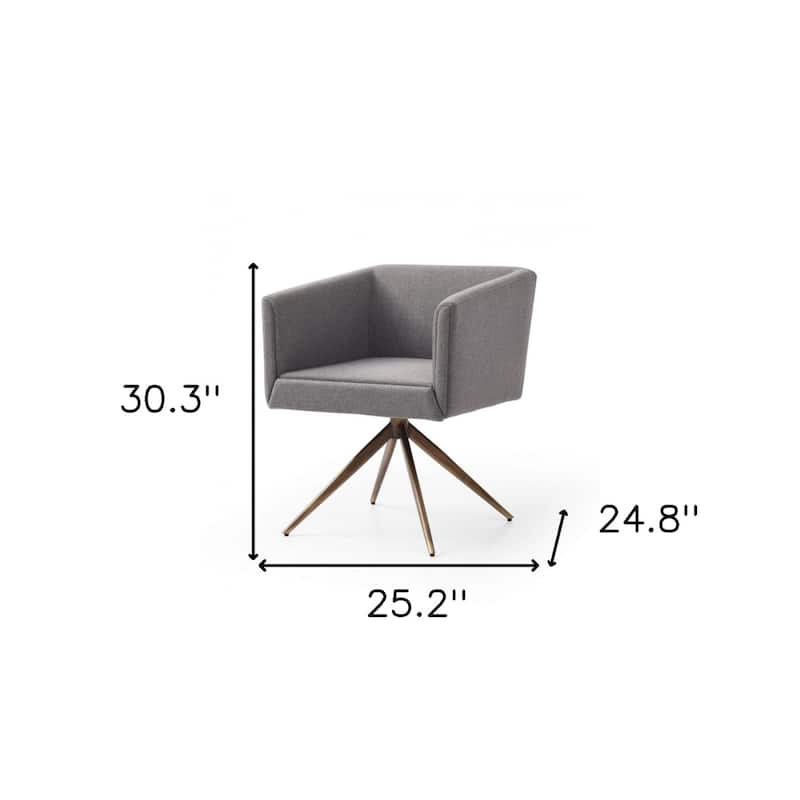 Brass Upholstered Fabric Dining Arm Chair with Metal Legs and Support - 24.80” x 25.20” x 30.30”