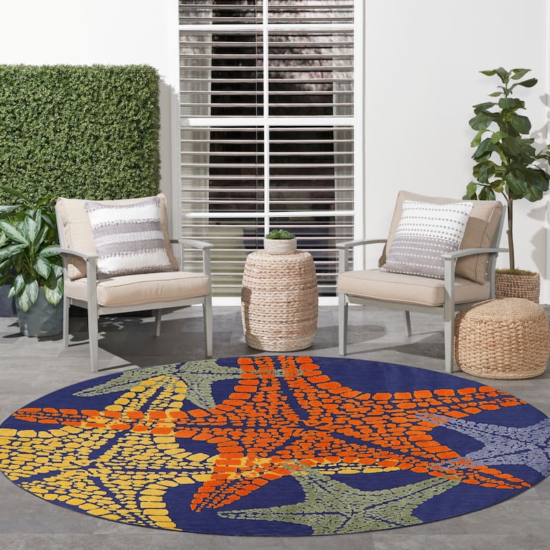 Aloha Coastal Starfish Beach Indoor/Outdoor Area Rug