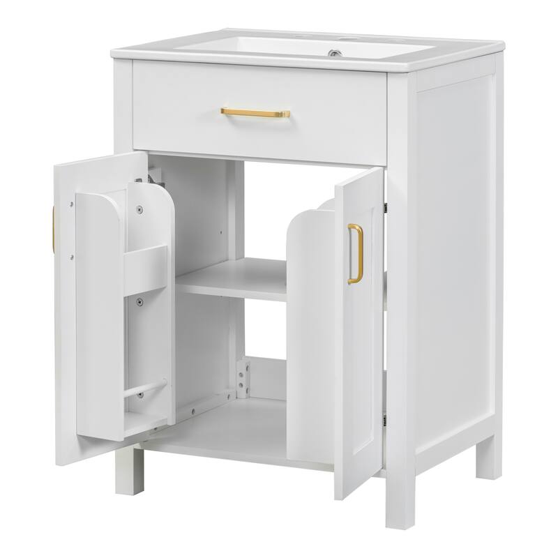 GDFStudio - Nova Wood & Ceramic Bathroom Vanity Cabinet with Single Sink