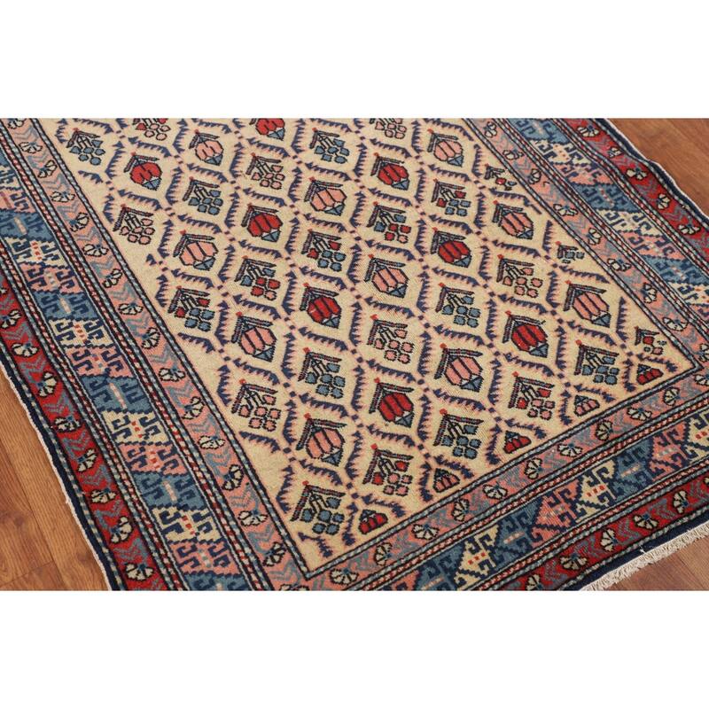 Hand Knotted Oriental 100% Wool Carpet Traditional All-Over Beige & Ivories Kazak Area Rug - 5' 2'' X 3' 5''