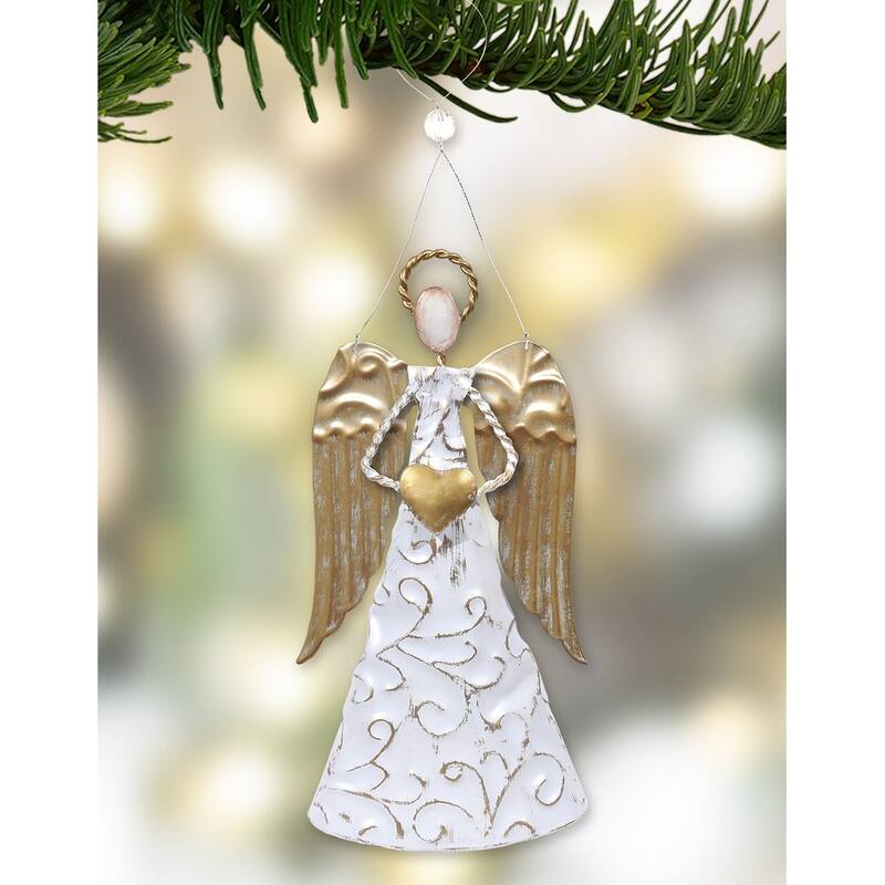 Angel Embossed Ornament, Set of 2