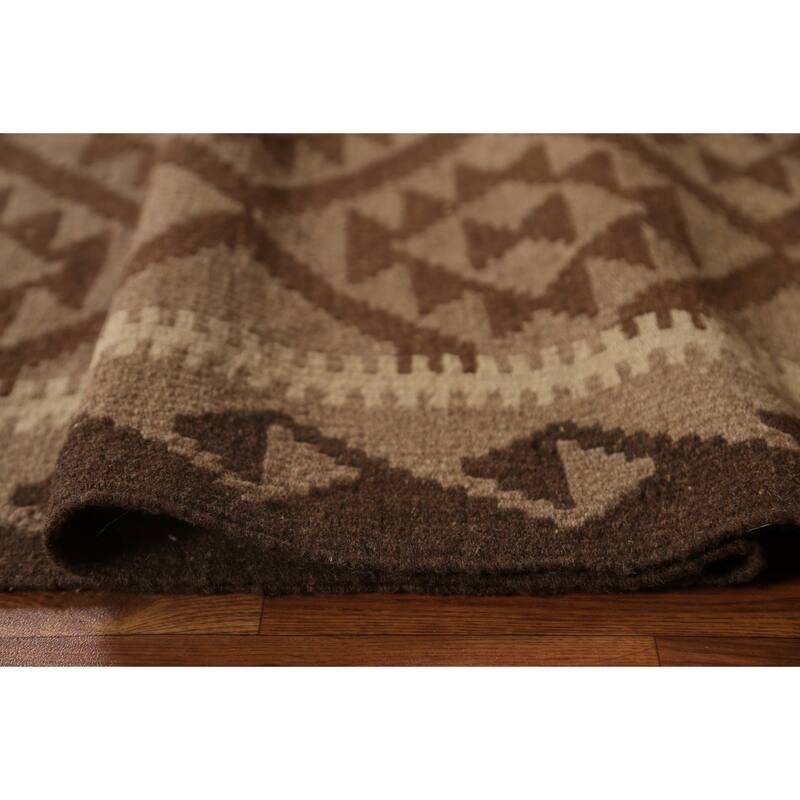 Geometric Tribal Kilim Oriental Area Rug Flat-woven Wool Carpet - 5'4" x 8'5"