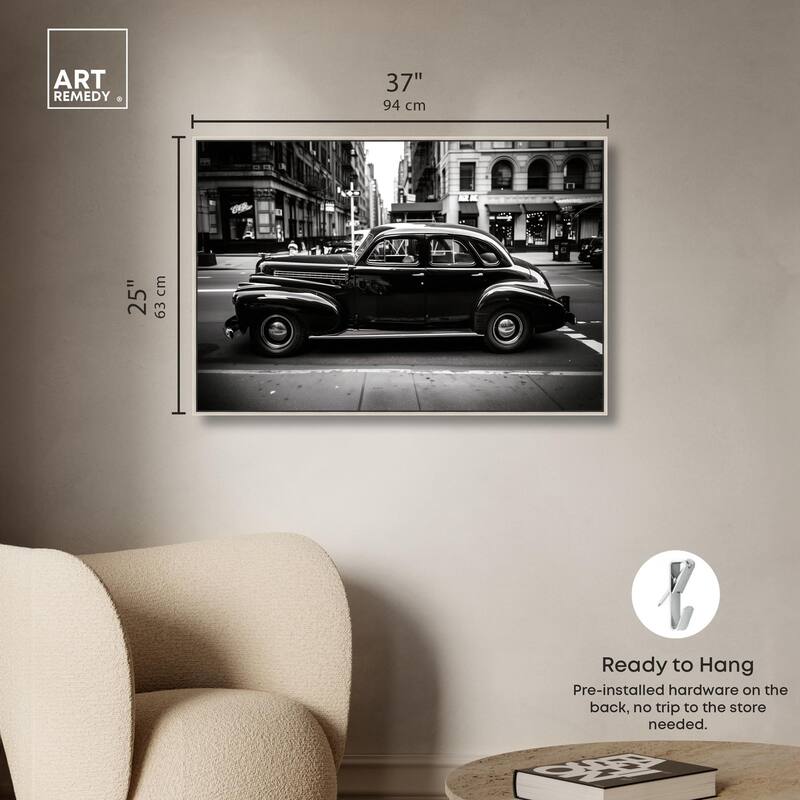 Vintage Car in New York Canvas by Art Remedy
