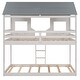 preview thumbnail 6 of 21, Designs Low Bunk Bed Twin Over Twin , Wood House Bunk Bed with Roof, Window, Guardrail, Ladder for Kids