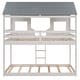 preview thumbnail 15 of 17, Playhouse Design Twin Over Twin Bunk Bed Wood Bed with Roof, Window, Guardrail, Ladder