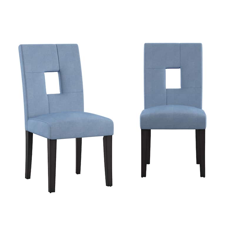 Brda Keyhole Back Dining Chairs (Set of 2) - Dining Chair - Blue Linen
