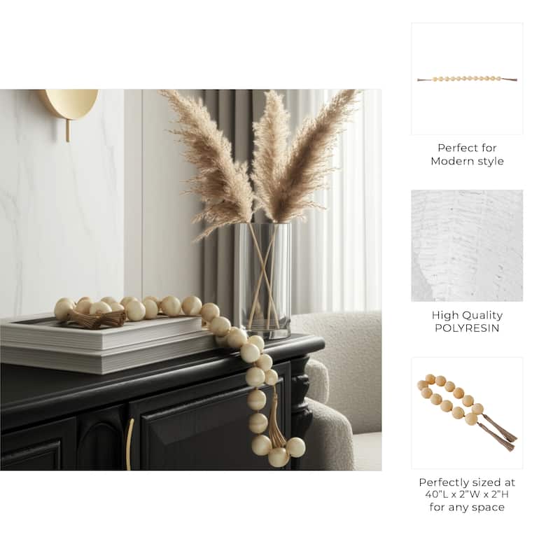 Resin Modern Decorative Beads with Jute Detailing and Textured Accents