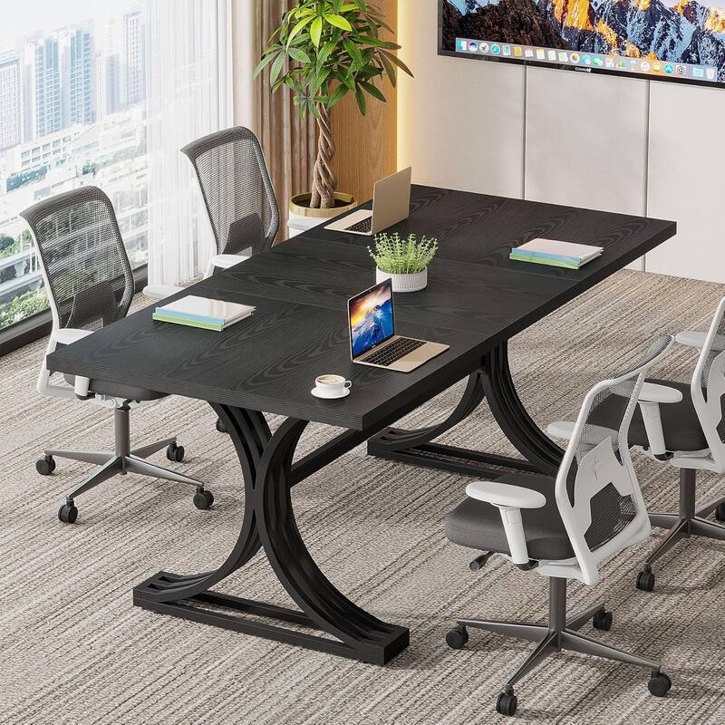 63" Rectangular Conference/Meeting/Business Seminar Table, Office/Executive/Computer Desk - Black